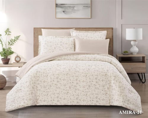 مفرش اميرا قطن مشجر ناعم - مقاس مزدوج 6 قطع