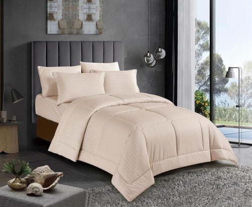 طقم مفرش جاكار بحشوة ثابتة 6 قطع