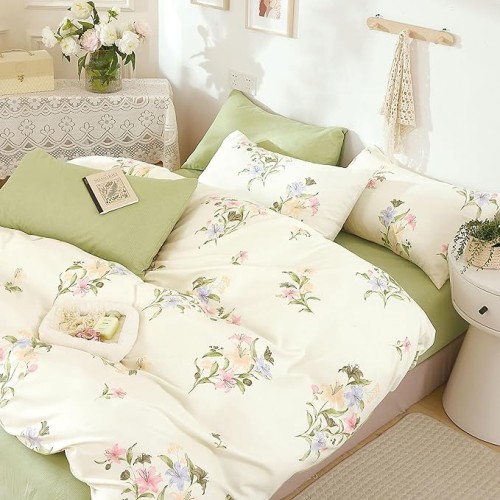 طقم لحاف مزدوج منسوج من القطن الناعم 6 قطع