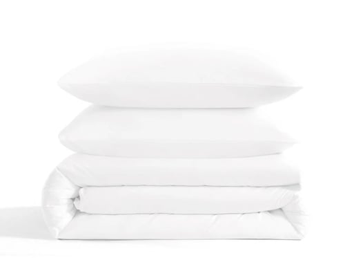 تلبيسة لحاف بدون حشوة مفرد ونص 3 قطع - أبيض