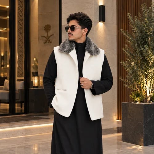 سديري أبيض فرو احدث تصميم