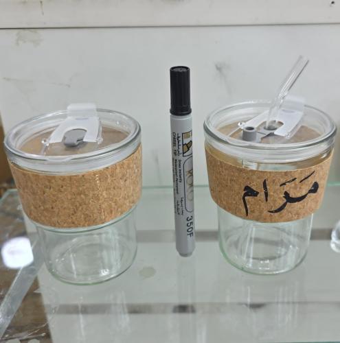 اكواب زجاج مع المزاز الكتابه حسب الطلب