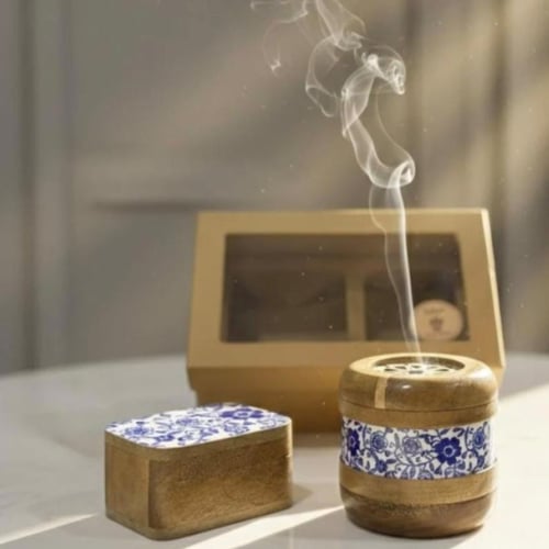 طقم مبخرة خشب هندية