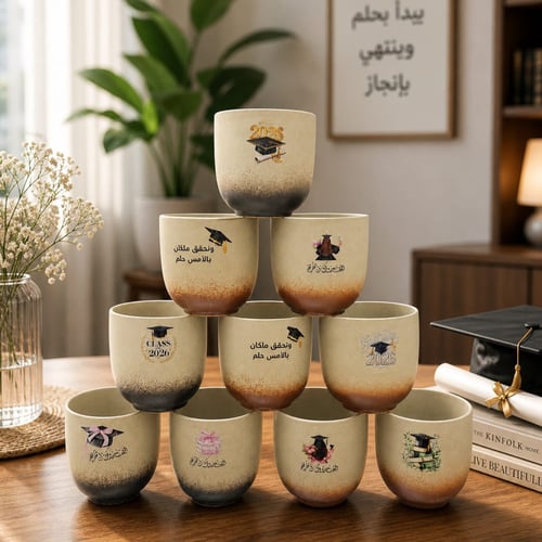A dozen ceramic cups "Graduation 2026"