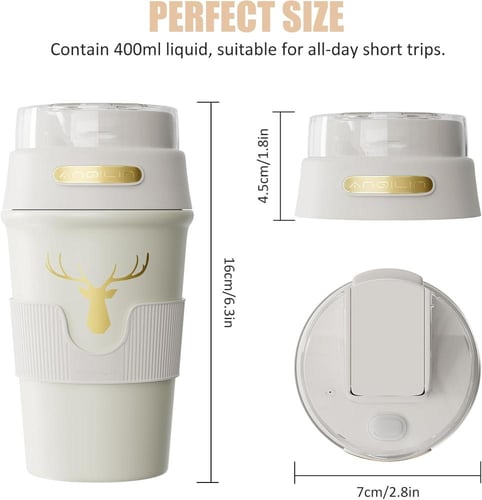 Travel Coffee Mug, 400ml Double Wall Vacuum Insula...
