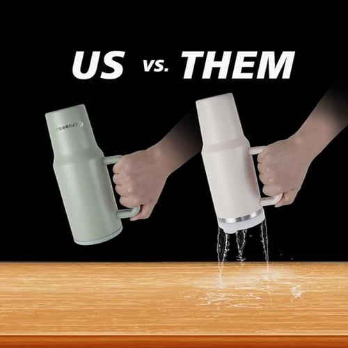 كوب حراري مع مقبض وغطاء بماصة من جيفو بوا | زجاجة...