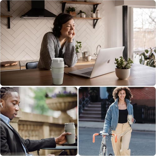 Travel Coffee Mug, 400ml Double Wall Vacuum Insula...