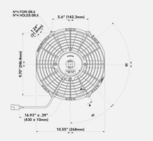 مروحة سبال Spal 10 inch دفع 650CFM