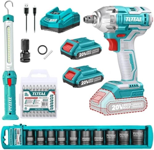 دريل شد كفرات بطارية 300 نيوتن 20 فولت مع كشاف وطق...