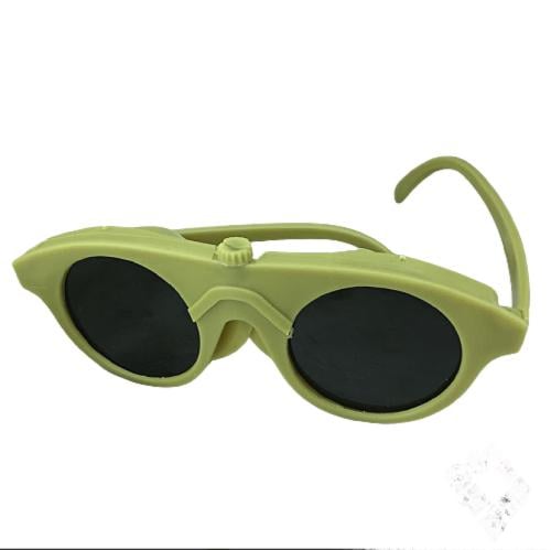 نظارة لحام زجاج أسود دائري إطار بيج