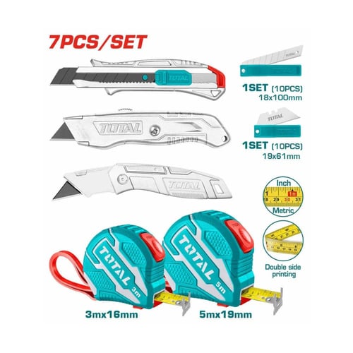 مجموعة مشارط مع امتار على كرت توتال TOS23036 total...