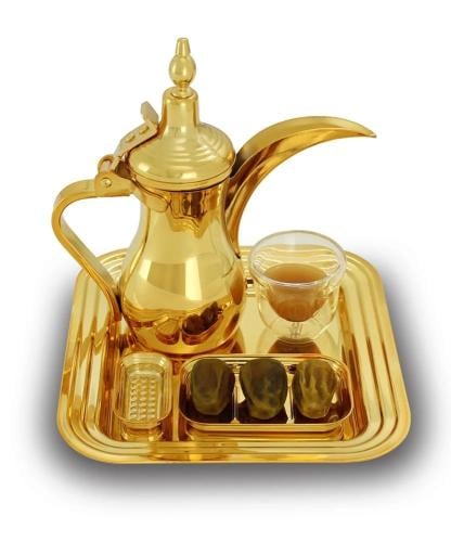 طقم تقديم القهوة السعودية 5 قطع ستانلس ستيل