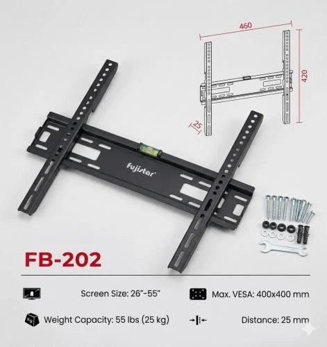 حامل شاشة تلفزيون جداري ثابت فوجي ستار (Fujistar FB-202) لمقاسات 26 - 55 بوصة