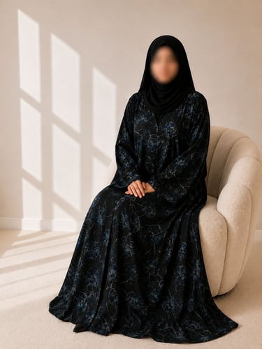 عباية دبل فيس شيفون كحلي وأسود