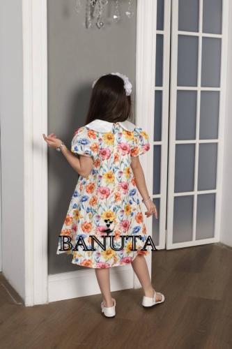 Girls' dress soft floral with collar