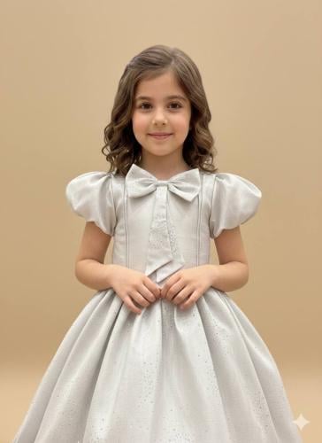 Girls' classic dress with V waist
