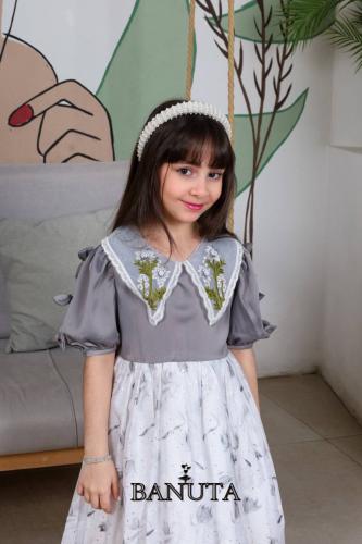 Girls' dress soft half sleeve floral patterned
