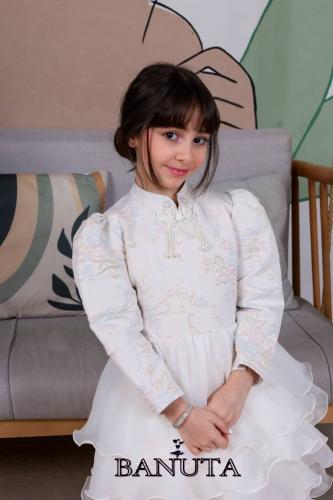 Girls' dress, long sleeve, brocade, organza, layers