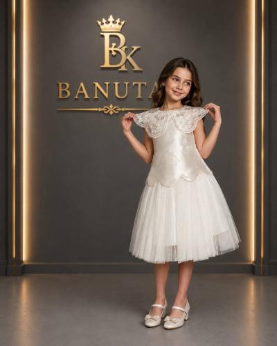 The small butterfly dress in cream color (off-whit...