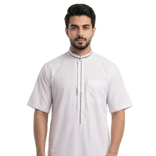 قميص رجالي نص كم صيفي مقلم - راكز