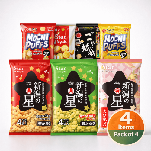 Box of assorted Japanese snacks, 4 pieces