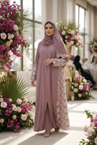 عبايه ركامه مع لينن