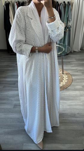 عبايه ركامه. ابيض