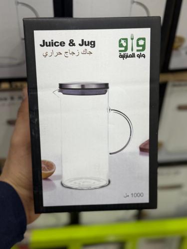 إبريق عصير زجاج حراري 1000 مل مع غطاء ومقبض – Juic...