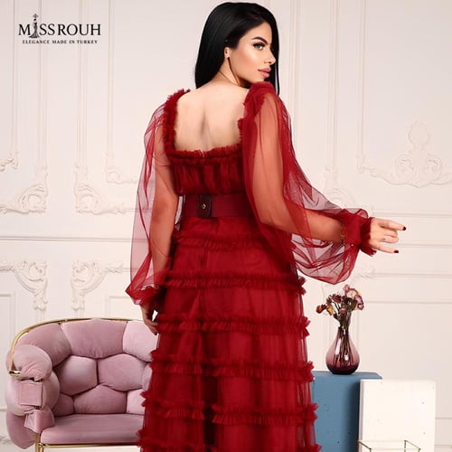 فستان موج البحر عنابي