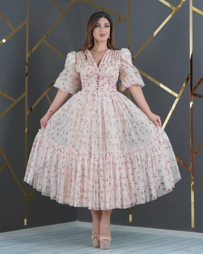 فستان همس الورد (ابيض)