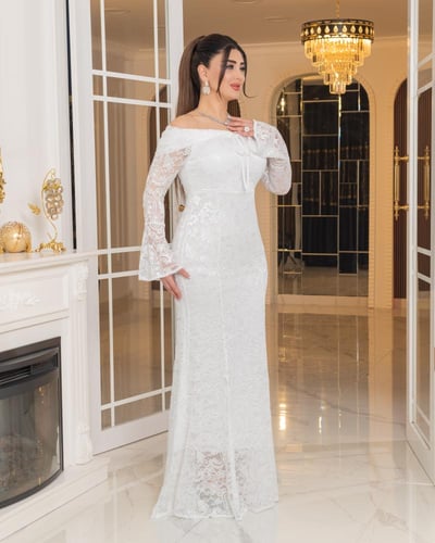 فستان همس الفخامة (ابيض)