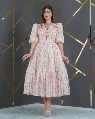 فستان همس الورد (ابيض)