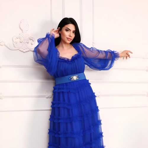 فستان موج البحر ازرق