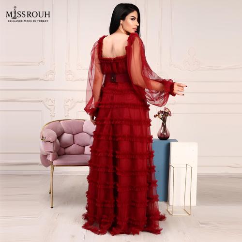 فستان موج البحر عنابي