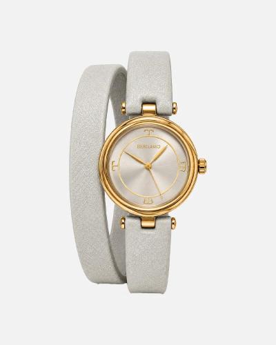 Women’s Double-Wrap Watch with Textured Strap & Fi...
