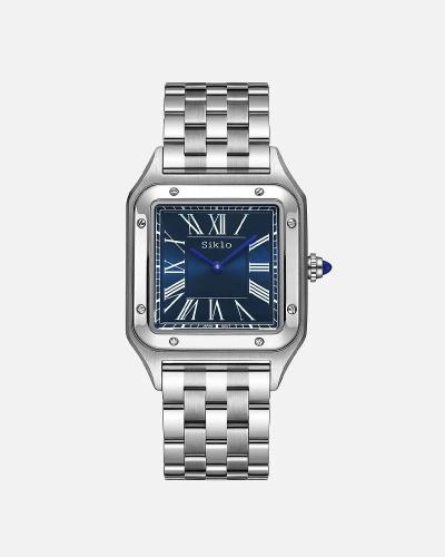 Siklo Silver Men’s Watch with Blue Dial and Square...