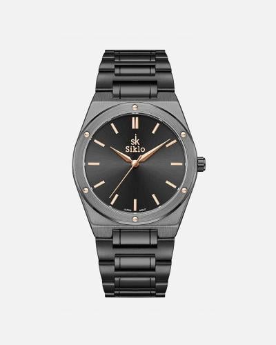 Siklo Black Men’s Watch with Rose Gold Details