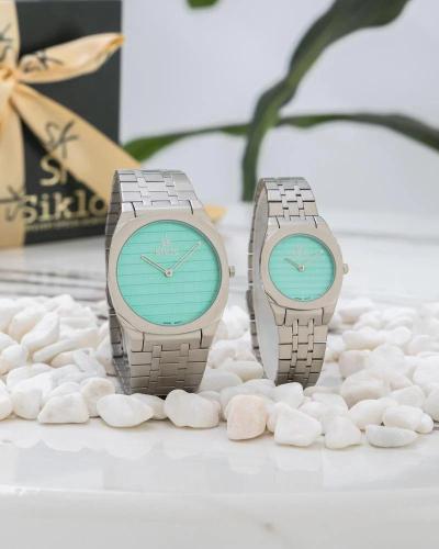 Couples Watch Set – Tiffany Silver Stainless Steel