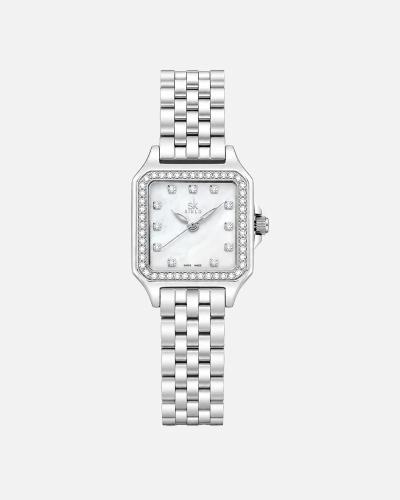 Siklo Silver Women’s Watch with Studded Bezel and...