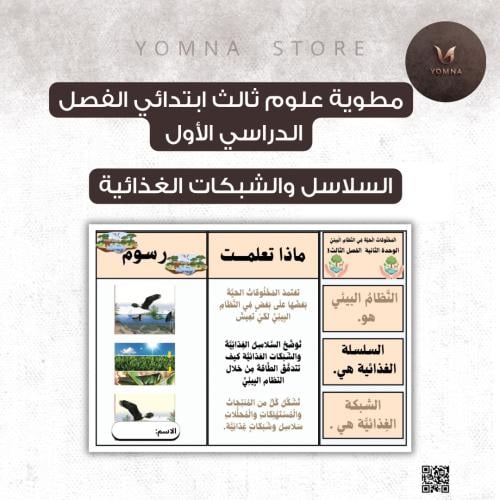 مطوية السلاسل والشبكات الغذائية علوم ثالث ابتدائي...