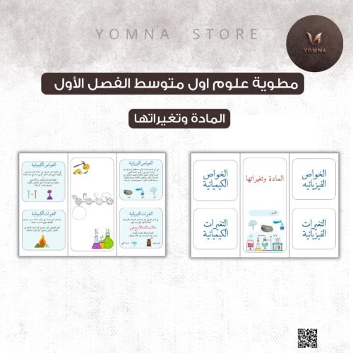 مطوية المادة وتغيراتها اول متوسط الفصل الدراسي الأ...