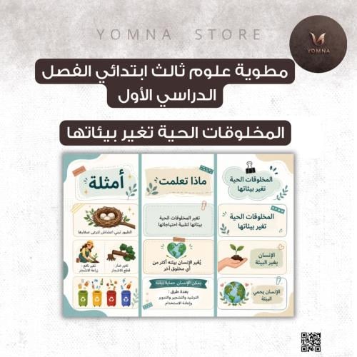 مطوية المخلوقات الحية تغير بيئاتها علوم ثالث ابتدا...