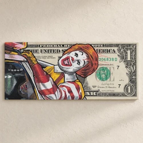 لوحة بوب آرت المهرّج والدولار – Pop Art Dollar Clo...