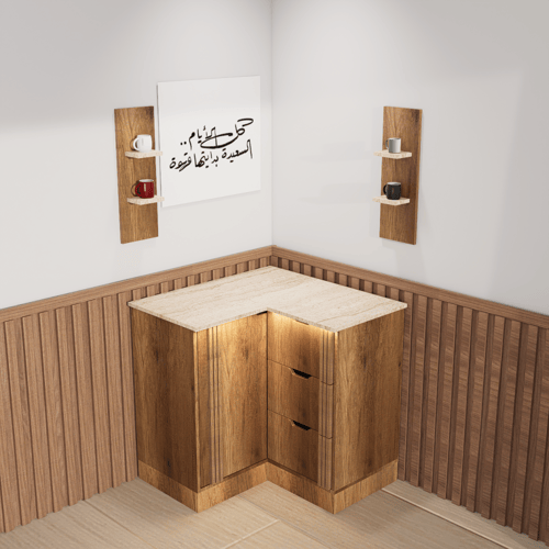 ركن قهوة بتصميم زاوية عصري أنيق, لمساحات الصغيرة.