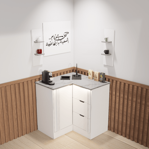 ركن قهوة بتصميم زاوية عصري أنيق, لمساحات الصغيرة.