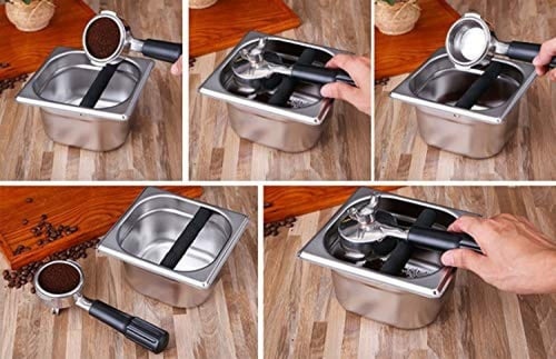 سلة مهملات نوك بوكس لبقايا الاسبريسو ستيل فضي