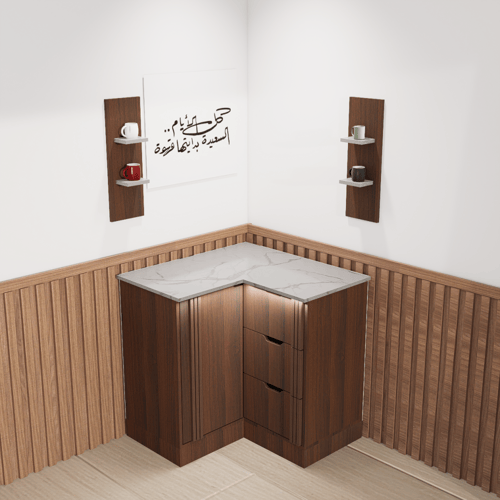 ركن قهوة بتصميم زاوية عصري أنيق, لمساحات الصغيرة.