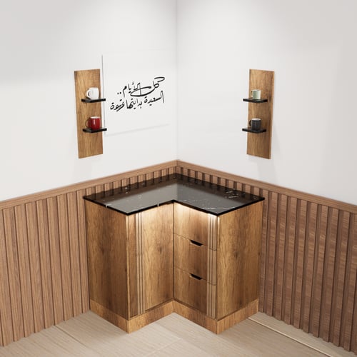 ركن قهوة بتصميم زاوية عصري أنيق, لمساحات الصغيرة.