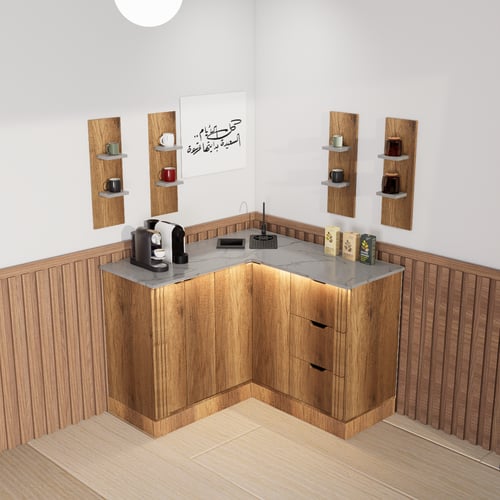 ركن قهوة بتصميم زاوية عصري أنيق,
