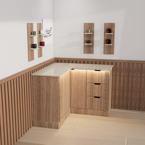 ركن قهوة بتصميم زاوية عصري أنيق,